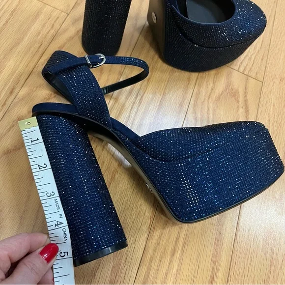 Zara Blue Rhinestone Platform Heels - Picture 9 of 9